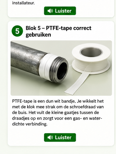 Blok 5 – Teflontape voor schroefdraad