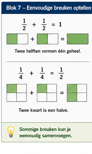 Blok 7 – Eenvoudige breuken optellen